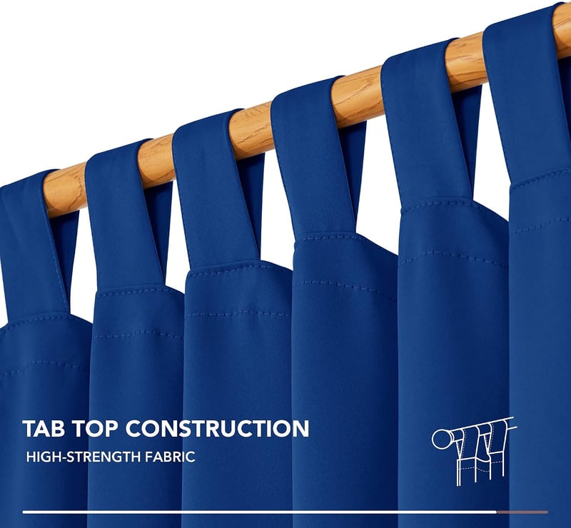 Deconovo royal blue tab top blackout függöny zajcsillapító, 210 x 140 cm, 2 darabos készlet