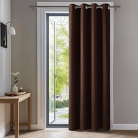 Deconovo Sötétbarna Blackout függöny szemkarikákkal hálószobába 245 x 140 cm magasság x szélesség termál sötétítő 1 db 1