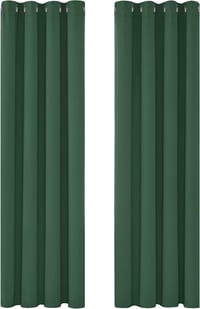 Deconovo Sötétítő Függöny - Erdőzöld Hőszigetelő és Hangszigetelő Fényáteresztés Gátló Függönypár 117x229 cm Gyűrűs Fejjel Hálószobába Nappa 4