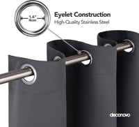 Deconovo Sötétszürke Sötétítő Függöny - Hőszigetelő, Zajcsökkentő, Fényáteresztést Gátló Polyester Függöny Hálószobába, Nappaliba, Fém Karik 4