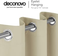 Deconovo Sötétítő Függöny Fémkarikás - Hőszigetelő, Hangszigetelő Blackout Függöny Nappaliba, Hálószobába - 274x132 cm, Bézs 3