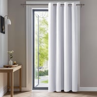 Deconovo Sötétítő Függöny Fülekkel - Hőszigetelő, Hangszigetelő Vastag Függöny Hálószobába, 245x140 cm, Szürke-Fehér 1