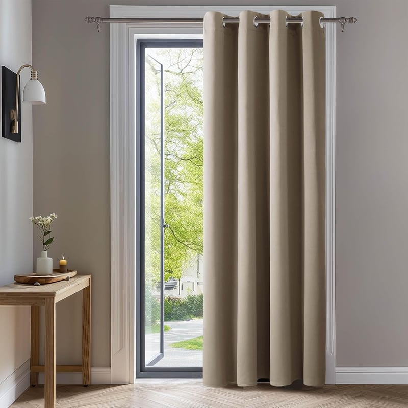 Deconovo Sötétítő Függöny Fülekkel, Hőszigetelő Taupe 214x132cm