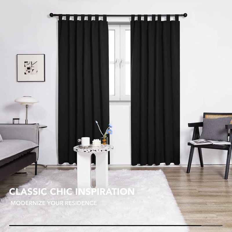 Deconovo Sötétítő Függöny Fülös 245x140cm Fekete 2db Hőszigeteléses