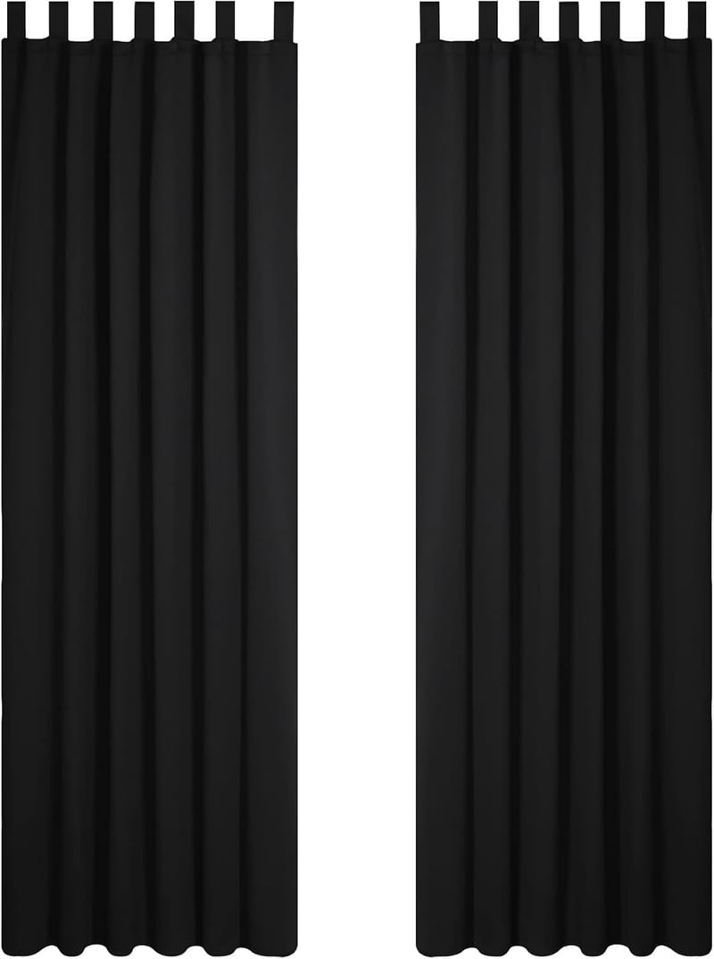 Deconovo Sötétítő Függöny Fülös 245x140cm Fekete 2db Hőszigeteléses