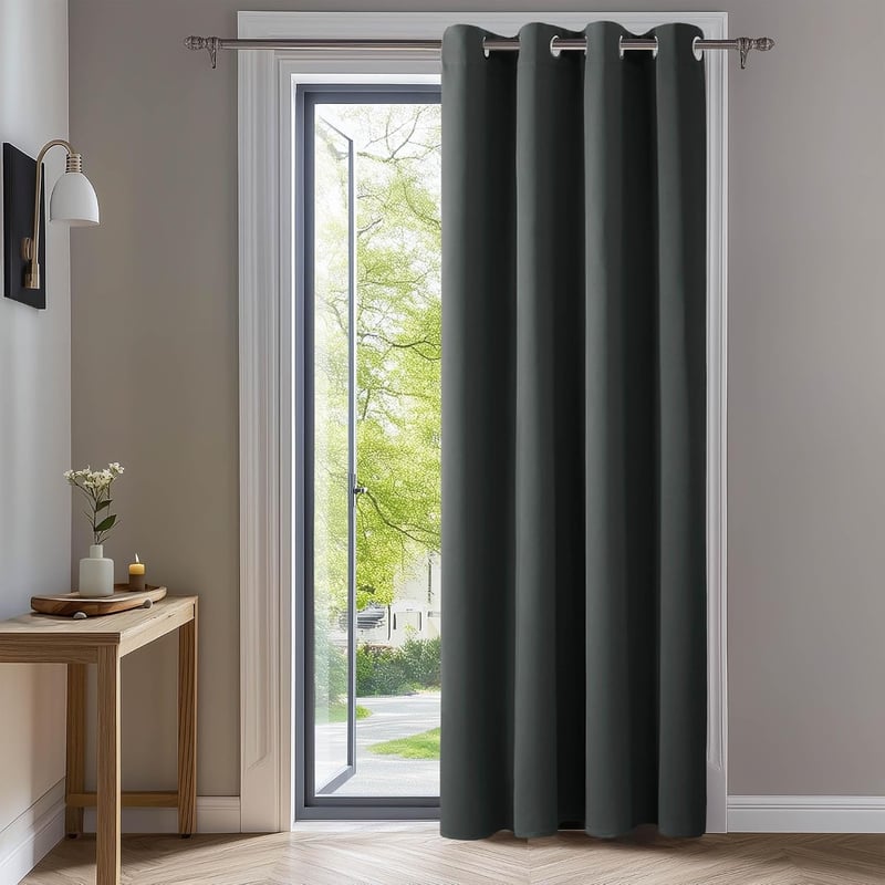 Deconovo zavjesa za zamračivanje s ringovima, termoizolacijski panel s prstenovima za spavaću i dnevnu sobu, tamnosiva, 107x241 cm, 1 kom.