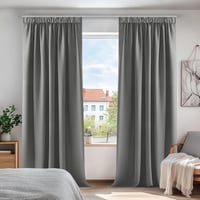 Deconovo Sötétítő Függöny Ráncolható Szalaggal - Világosszürke Hőszigetelő Blackout Függöny Hálószobába, 175x140 cm, 2 db-os Szett 1