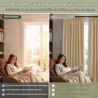 Perdea Opacă Deconovo cu Bandă de Încrețire, Culoare Champagne, Draperie Blackout pentru Blocarea Luminii, pentru Sufragerie și Dormitor 6