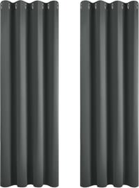 Deconovo Sötétszürke Sötétítő Függöny - Hőszigetelő, Hangszigetelő, Fényblokkoló Polyester Függönypár 117x229 cm Gyűrűs Fejjel, Mosható 3