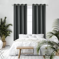 Deconovo Sötétszürke Sötétítő Függöny - Hőszigetelő, Hangszigetelő, Fényblokkoló Polyester Függönypár 117x229 cm Gyűrűs Fejjel, Mosható 5