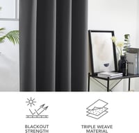 Deconovo Sötétszürke Sötétítő Függöny - Hőszigetelő, Hangszigetelő, Fényblokkoló Polyester Függönypár 117x229 cm Gyűrűs Fejjel, Mosható 7
