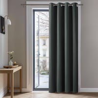 Deconovo Sötétszürke Sötétítő Függöny - Hőszigetelő, Zajcsökkentő, Fényáteresztést Gátló Polyester Függöny Hálószobába, Nappaliba, Fém Karik 1