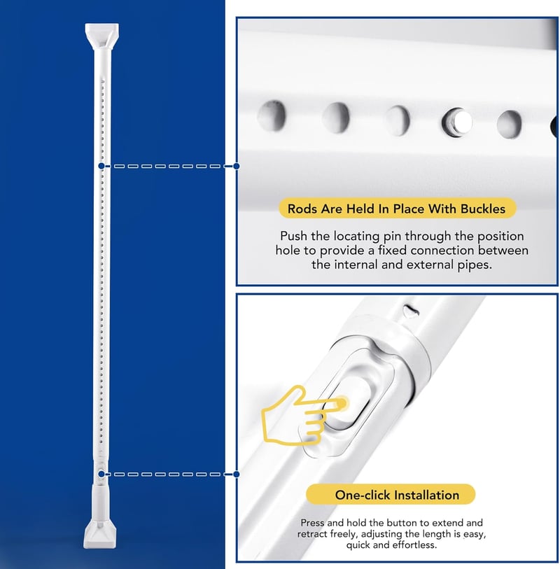 Deconovo Teleszkópos Zuhanykarnis Rúd 200-260cm, Fúrás Nélküli Fürdőszoba Karnis, 32mm Átmérő, Kihúzható Függönykarnis