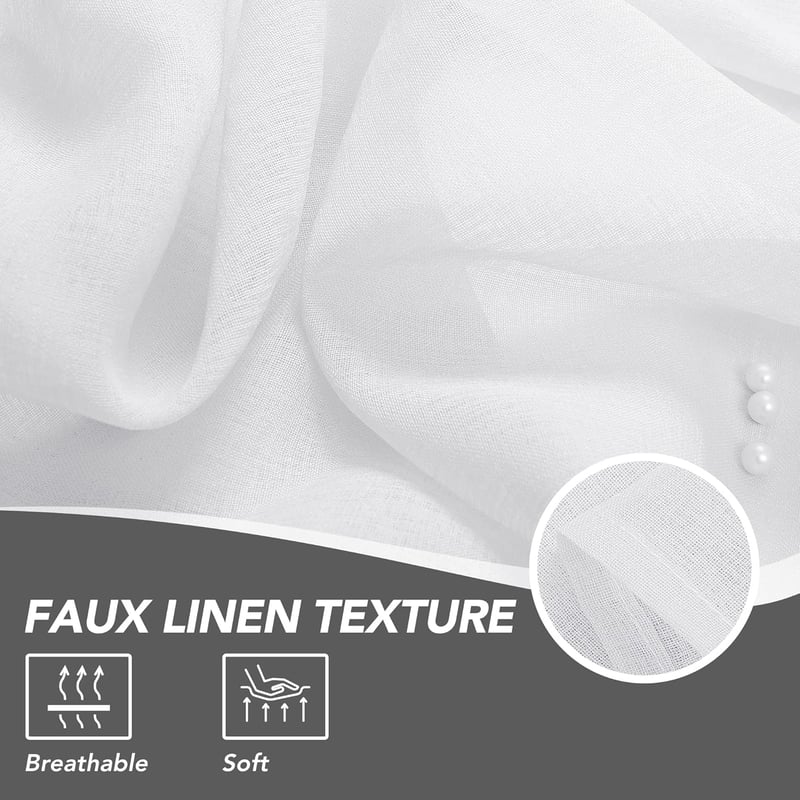 Deconovo Voile Függöny Lenvászon Hatás 260x140cm Fehér 2db