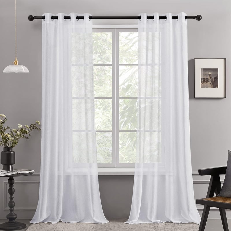 Deconovo Voile Függöny Lenvászon Hatás 260x140cm Fehér 2db