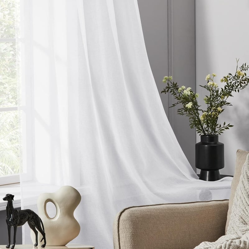 Deconovo Voile Függöny Lenvászon Hatás 260x140cm Fehér 2db