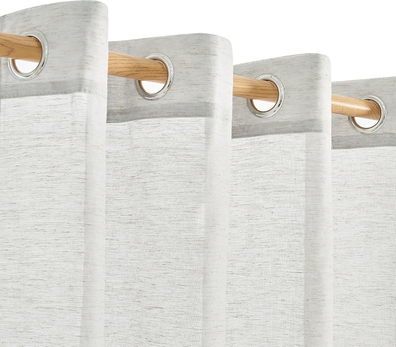 Deconovo Voile Függöny Lenvászon Textúra 280x140cm Szürke Karikás 2db
