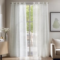 Deconovo Voile Függöny Lenvászon Textúra 280x140cm Szürke Karikás 2db 2