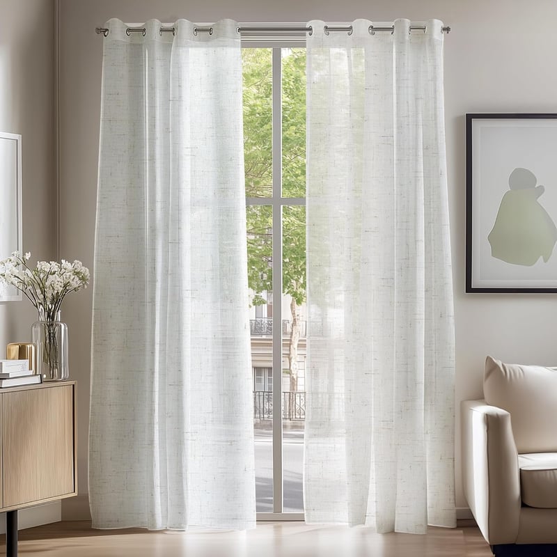 Deconovo Voile Függöny Lenvászon Textúra 280x140cm Szürke Karikás 2db