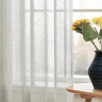 Deconovo Voile Függöny Lenvászon Textúra 280x140cm Szürke Karikás 2db 1