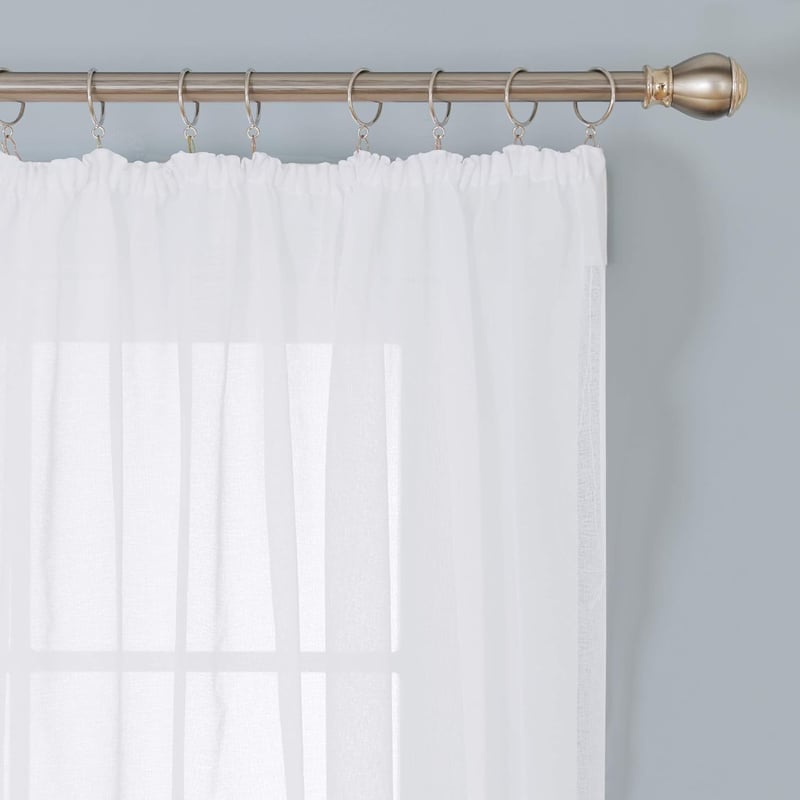 Deconovo Voile Függöny Szalagos Fehér 229x140 cm 2 db Lenvászon Hatás