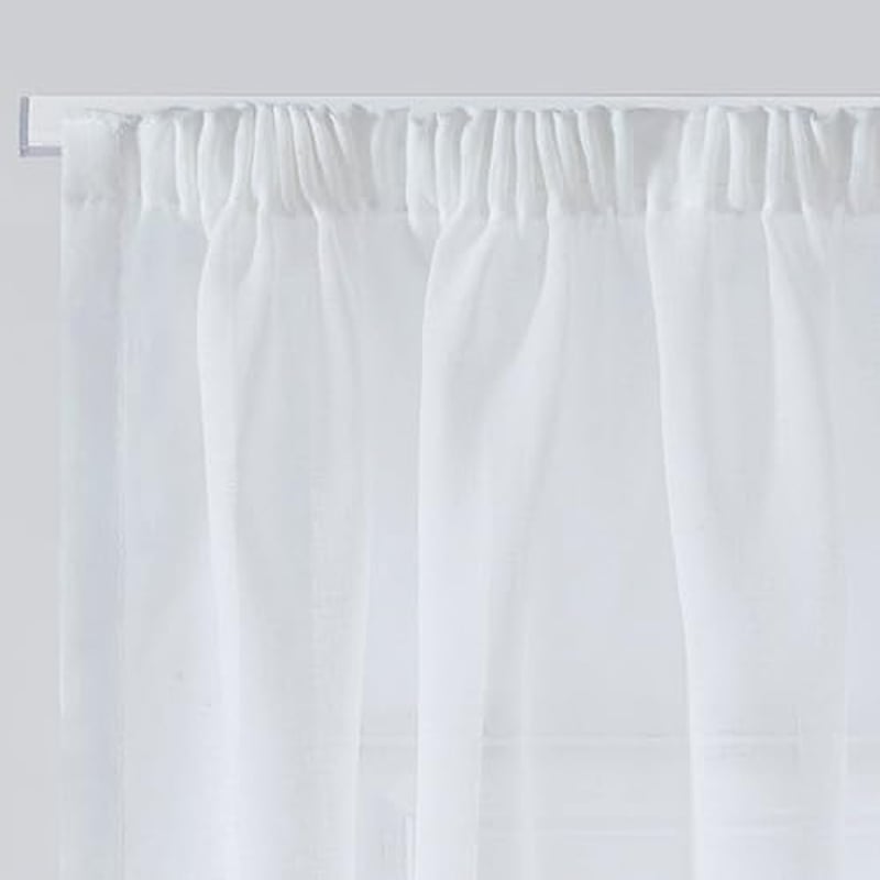 Deconovo Voile Függöny Szalagos Fehér 229x140 cm 2 db Lenvászon Hatás