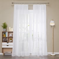 Deconovo Voile Függöny Szalagos Fehér 229x140 cm 2 db Lenvászon Hatás 3