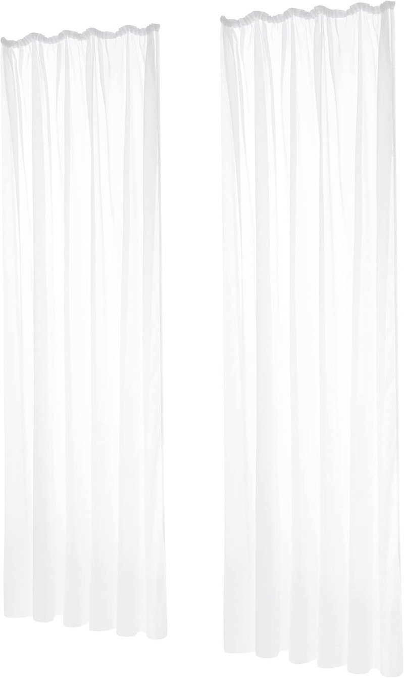 Deconovo Voile Függöny Szalagos Fehér 229x140 cm 2 db Lenvászon Hatás