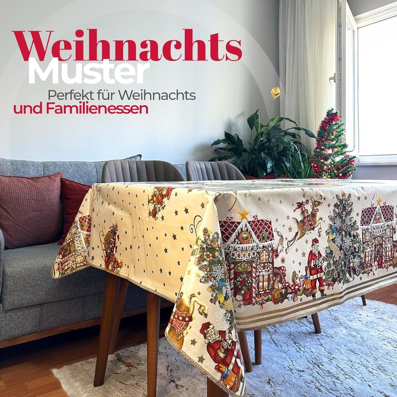 Decoser Karácsonyi Asztalterítő 140x180cm Vízálló Flannel Háttal