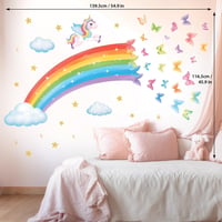 DECOWALL Szivárvány Unikornisz Falmatrica Pillangók Csillagok Felhők Gyerekszoba 6