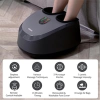 DEDAKJ fekete shiatsu lábmasszírozó hővel és léghullámos kompresszióval, állítható intenzitás, gyúró masszázs, keringésfokozás 3