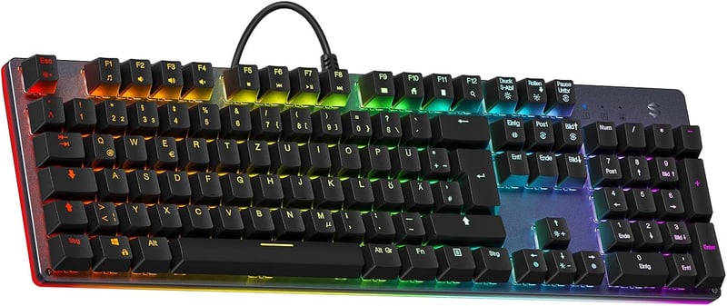 Black Shark RGB mechanikus gamer billentyűzet, kék kapcsolók, QWERTZ német kiosztás