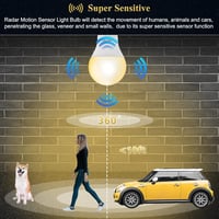 DiCUNO E27 LED Izzó Mozgásérzékelővel - 12W=100W, 1100LM, Meleg Fehér 3000K, 360° Radar Szenzor, Energiatakarékos, Beltéri-Kültéri, 2db Szet 3