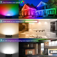 2 db RGB LED Kültéri Reflektor 100W - WiFi/Bluetooth Vezérlés, IP66 Vízálló, 16 Millió Szín, Zenére Változó Fények Partikhoz, Karácsonyra 4