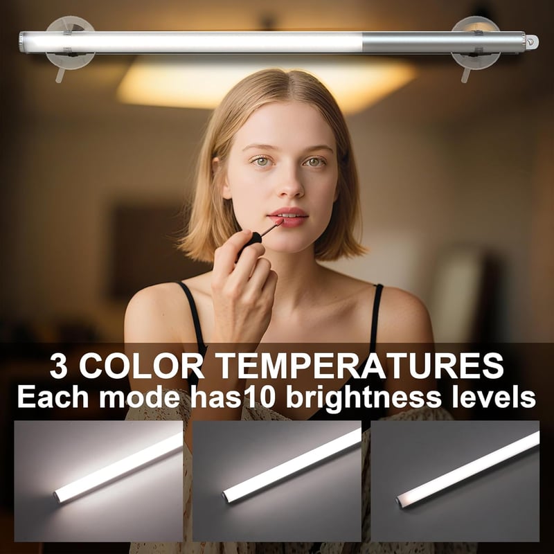 Iluminare oglindă LED Deecam 35cm, variator cu 10 trepte, argintiu, USB - Silver