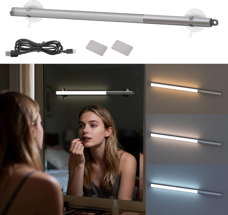 Iluminare oglindă LED Deecam 35cm, variator cu 10 trepte, argintiu, USB - Silver