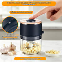 Mini tocător electric DEECOZY 350 ml, încărcare USB, cu 6 lame din oțel inoxidabil, cu lingură, albastru – pentru ceapă, fructe, nuci, carne 3