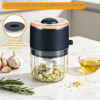Mini tocător electric DEECOZY 350 ml, încărcare USB, cu 6 lame din oțel inoxidabil, cu lingură, albastru – pentru ceapă, fructe, nuci, carne 5