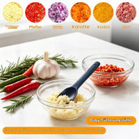 Mini tocător electric DEECOZY 350 ml, încărcare USB, cu 6 lame din oțel inoxidabil, cu lingură, albastru – pentru ceapă, fructe, nuci, carne 6