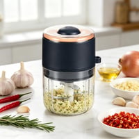 Mini tocător electric DEECOZY 350 ml, încărcare USB, cu 6 lame din oțel inoxidabil, cu lingură, albastru – pentru ceapă, fructe, nuci, carne 8