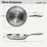 Deedro 28 cm indukciós rozsdamentes serpenyő, mosogatógépben mosható 3