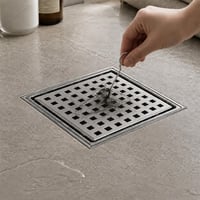 Deejuns četvrtasta podna odvodna rešetka za tuš sa sifonom protiv neugodnih mirisa, 15x15 cm, s mrežicom za kosu, 2 u 1 odvod s mogućnošću postavljanja pločica, bez mirisa, nevidljiv, za unutarnju i vanjsku upotrebu 7