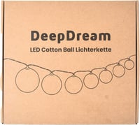 DeepDream LED Fényfüzér Pamutgolyókkal 5m 20 LED Kék Színű Hálózati Adapter Gyerekszoba Dekoráció Party Esküvő 10