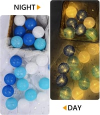 DeepDream LED Fényfüzér Pamutgolyókkal 5m 20 LED Kék Színű Hálózati Adapter Gyerekszoba Dekoráció Party Esküvő 2
