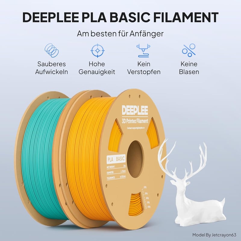 Deeplee PLA Filament 1.75mm Kékszürke 1kg 3D Nyomtatóhoz - 1 kg, blue / grey