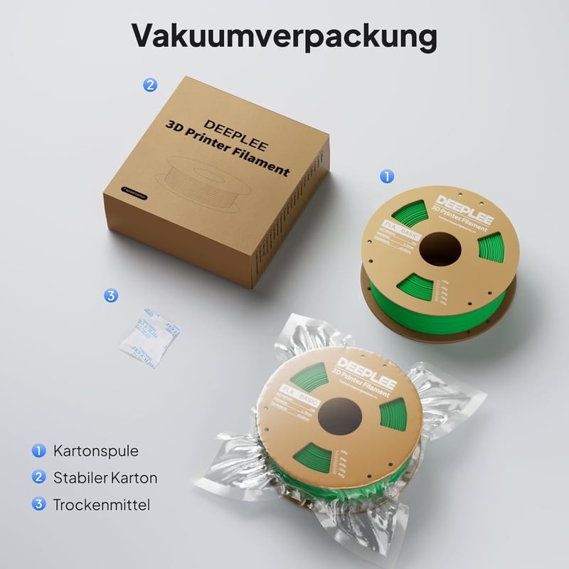 Deeplee PLA Filament 1.75mm Kékszürke 1kg 3D Nyomtatóhoz - 1 kg, blue / grey