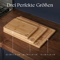 Deer & Oak sada bambusových krájacích dosiek, 3 ks, vopred naolejované, s rukoväťou a drážkou na zachytávanie štavy, súprava dosiek na krájanie z prírodného dreva 5