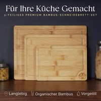 Deer & Oak sada bambusových krájacích dosiek, 3 ks, vopred naolejované, s rukoväťou a drážkou na zachytávanie štavy, súprava dosiek na krájanie z prírodného dreva 2