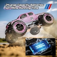 DEERC 1:10 4X4 RC Monster Truck 48km/h Rózsaszín Terepjáró 2 Akkumulátor 4