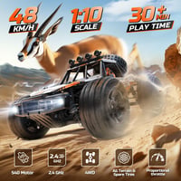 DEERC 1:10 RC Monster Truck 48 km/h 4X4 LED világítással, 2 akkumulátor, 2.4 GHz 2